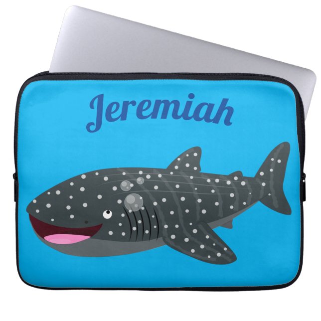 Cute whale shark happy cartoon illustration laptop sleeve (Front)