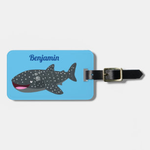 Cute whale shark happy cartoon illustration luggage tag