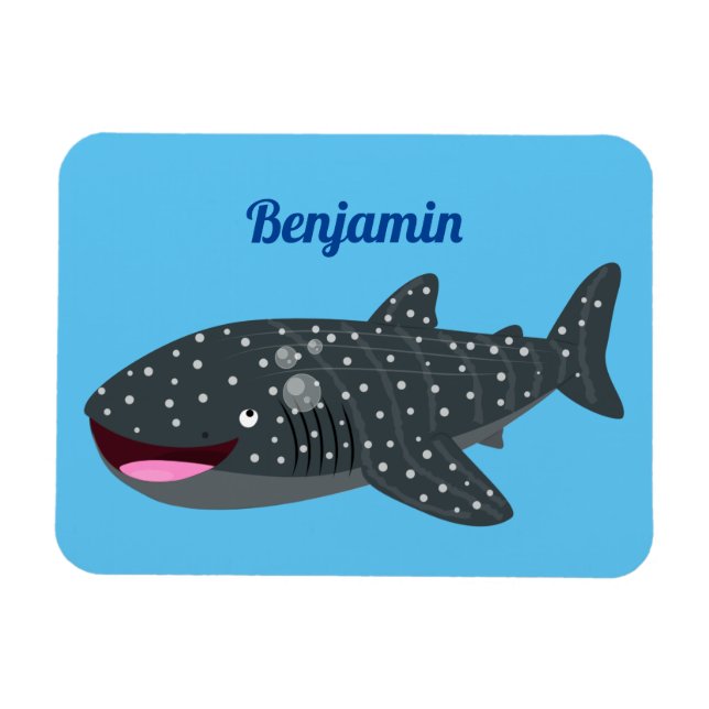 Cute whale shark happy cartoon illustration magnet (Horizontal)