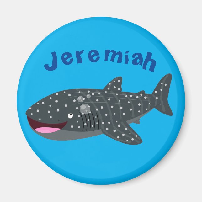 Cute whale shark happy cartoon illustration magnet (Front)