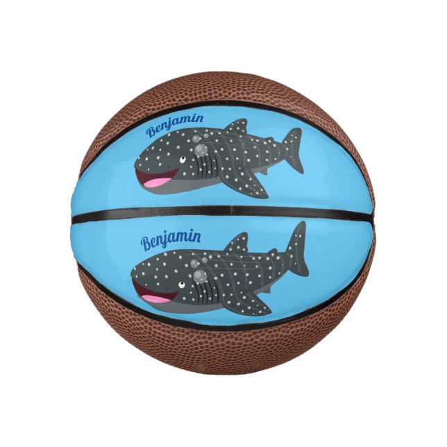 Cute whale shark happy cartoon illustration mini basketball (Front)