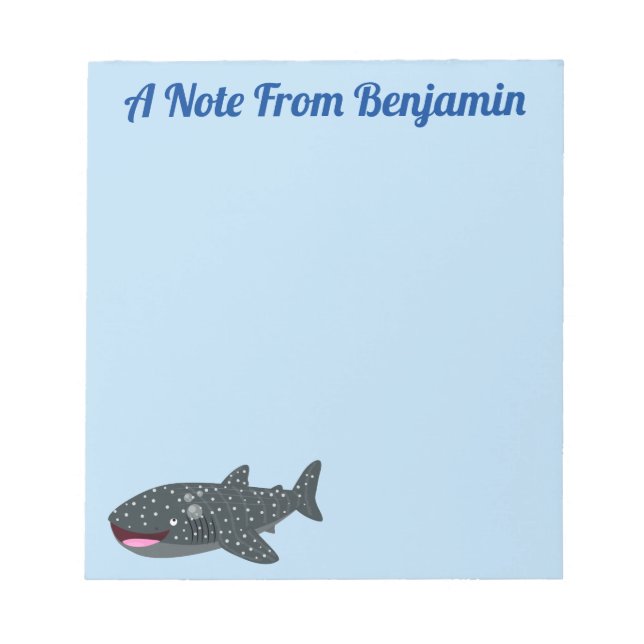Cute whale shark happy cartoon illustration notepad (Front)