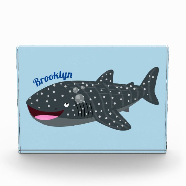 Cute whale shark happy cartoon illustration photo block (Front)