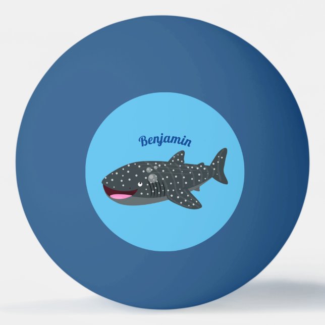 Cute whale shark happy cartoon illustration ping pong ball (Front)