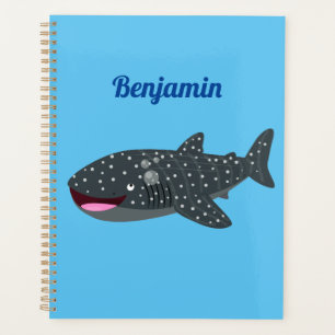 Cute whale shark happy cartoon illustration planner