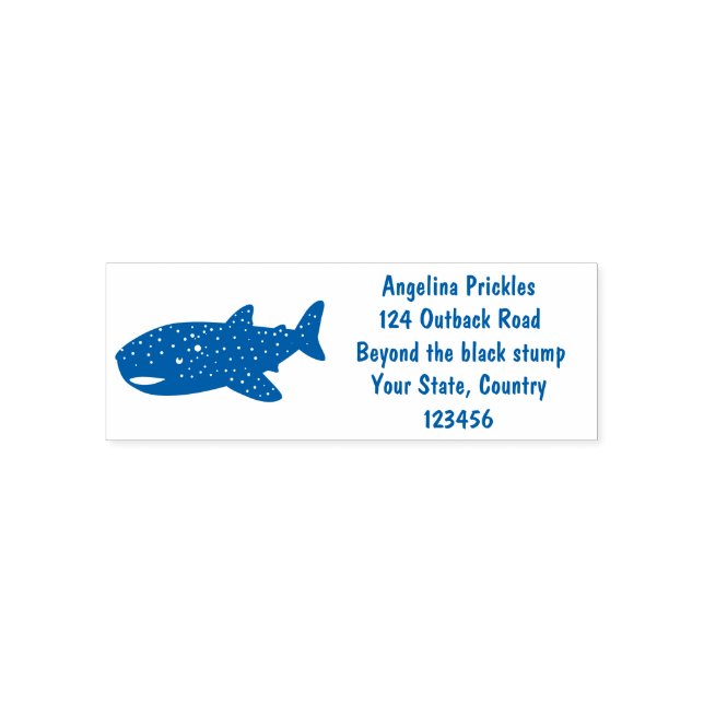 Cute whale shark happy cartoon illustration self-inking stamp (Design)