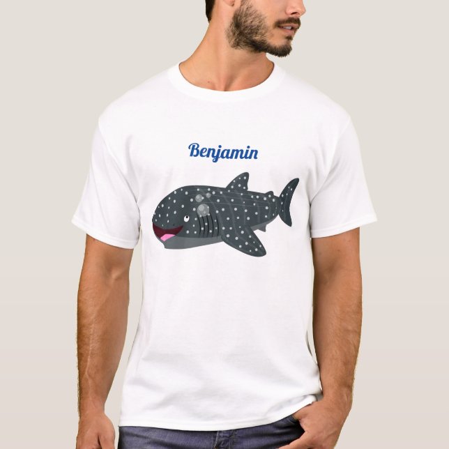 Cute whale shark happy cartoon illustration T-Shirt (Front)