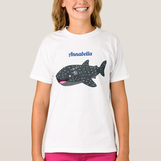 Cute whale shark happy cartoon illustration T-Shirt (Front)
