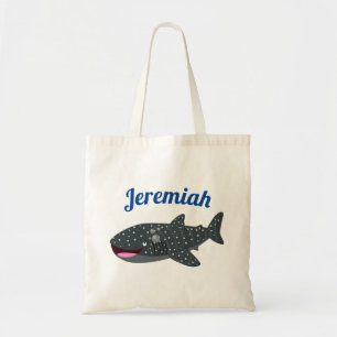 Cute whale shark happy cartoon illustration tote bag