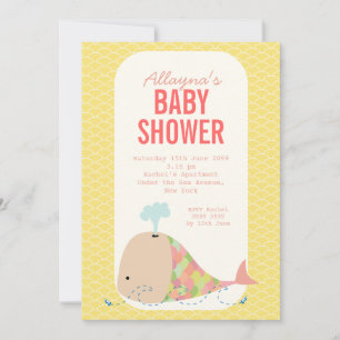 Cute Whale Under the Sea Baby Shower Party Invite