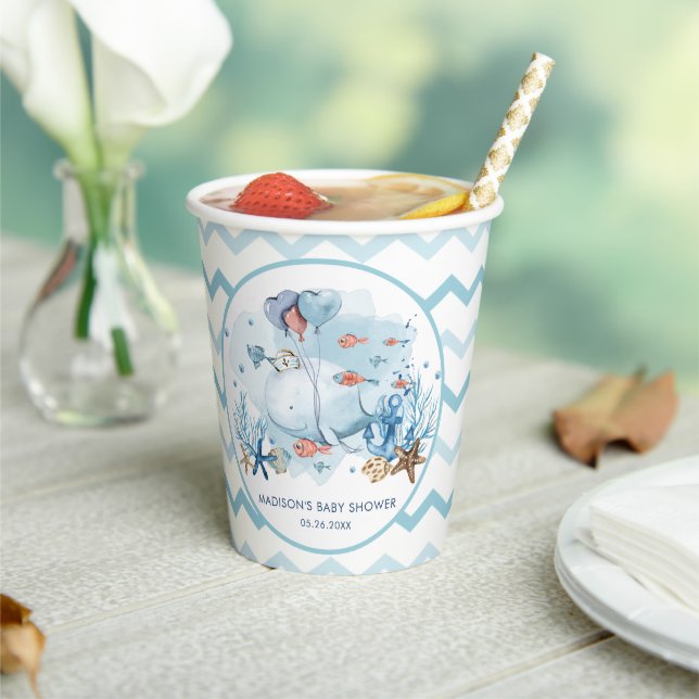 Cute Whale Under the Sea Nautical Baby Shower  Paper Cups (Insitu)