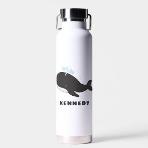 Cute Whale Unique Boy Personalised Custom Name Water Bottle