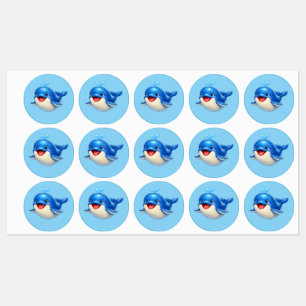 Cute Whale with Big Eyes Happy Ocean Animal Illust