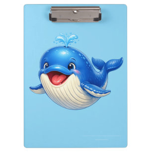 Cute Whale with Big Eyes Happy Ocean Animal Illust Clipboard