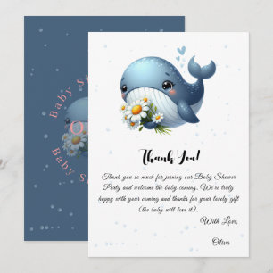 Cute Whale with Daisy Baby Shower Thank You Card