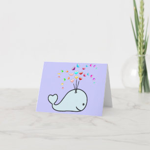 Cute Whale With Hearts Spray Blank Holiday Card