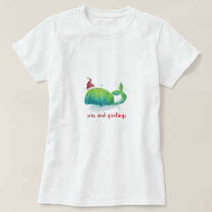 Cute Whale with Santa Hat T-Shirt