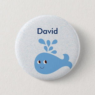 Cute Whale with Spout Customisable 6 Cm Round Badge