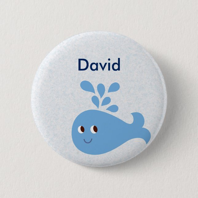 Cute Whale with Spout Customisable 6 Cm Round Badge (Front)