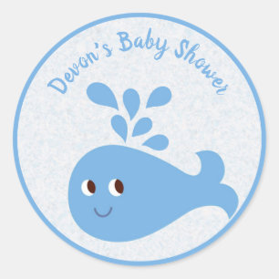 Cute Whale with Spout Personalised Classic Round Sticker