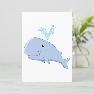 Cute Whale with Water Splash Adorable Animal  Invitation