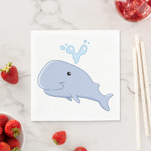 Cute Whale with Water Splash Adorable Animal  Napkin