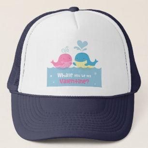 Cute Whale You Be Mine Valentine Love Trucker Hat