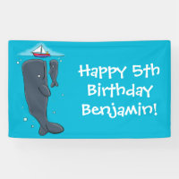 Cute whales and sailing boat cartoon illustration