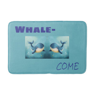 Cute Whales Bathmat, Bathroom Decoration,  Bath Mat