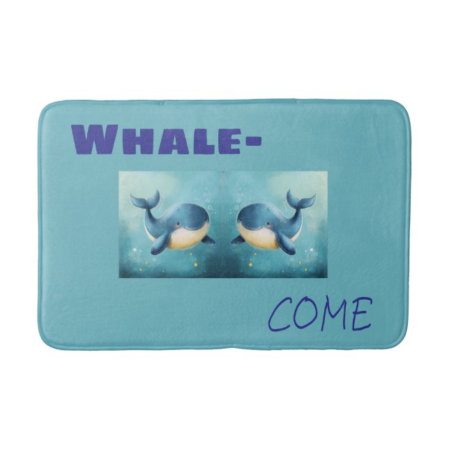 Cute Whales Bathmat, Bathroom Decoration,  Bath Mat (Front)