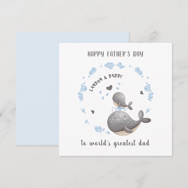 Cute Whales Boy Father's day Card (Front/Back)