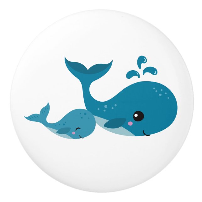 Cute whales ceramic knob (Front)
