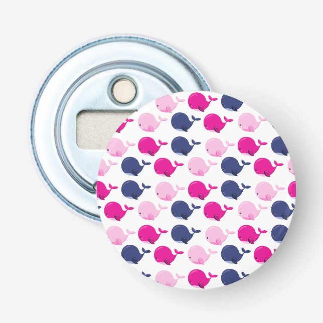 Cute Whales, Pattern Of Whales, Sea Animals Bottle Opener (Front)