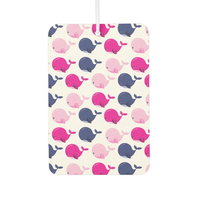 Cute Whales, Pattern Of Whales, Sea Animals Car Air Freshener (Front)