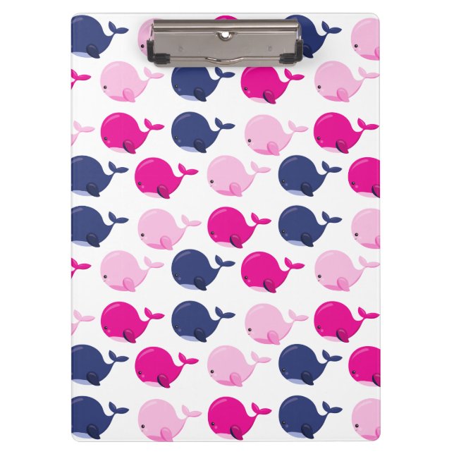 Cute Whales, Pattern Of Whales, Sea Animals Clipboard (Front)
