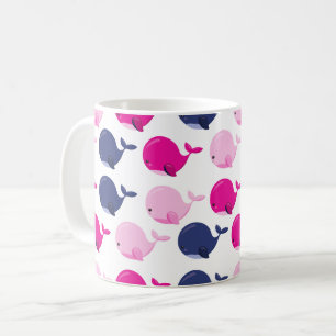 Cute Whales, Pattern Of Whales, Sea Animals Coffee Mug