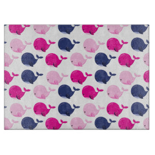 Cute Whales, Pattern Of Whales, Sea Animals Cutting Board