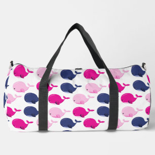 Cute Whales, Pattern Of Whales, Sea Animals Duffle Bag