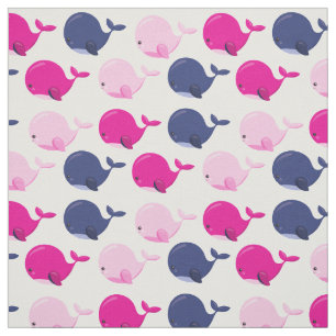 Cute Whales, Pattern Of Whales, Sea Animals Fabric