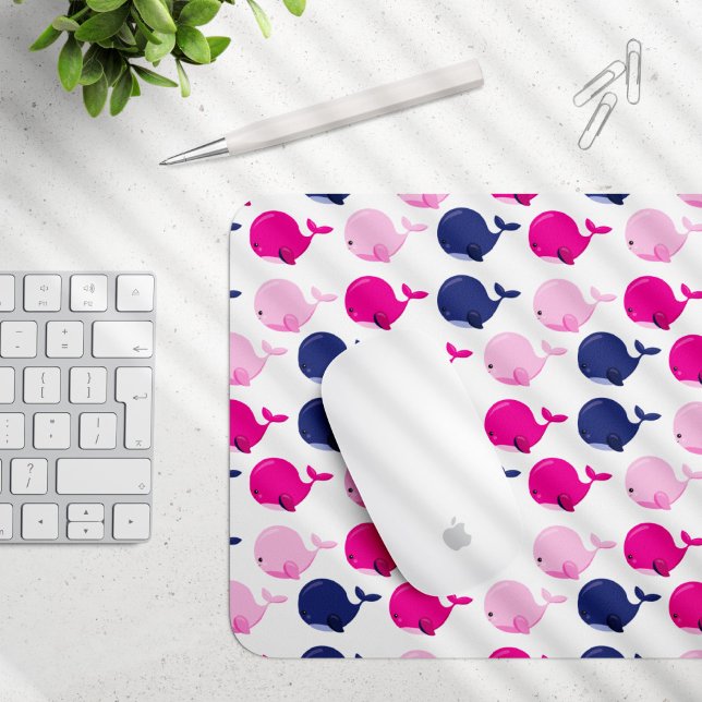 Cute Whales, Pattern Of Whales, Sea Animals Mouse Mat (Creator Uploaded)