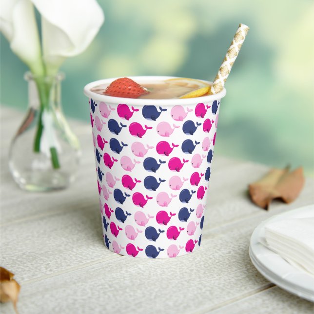 Cute Whales, Pattern Of Whales, Sea Animals Paper Cups (Insitu)