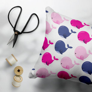 Cute Whales, Pattern Of Whales, Sea Animals Pillowcase