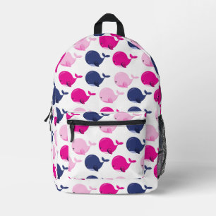 Cute Whales, Pattern Of Whales, Sea Animals Printed Backpack