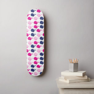 Cute Whales, Pattern Of Whales, Sea Animals Skateboard