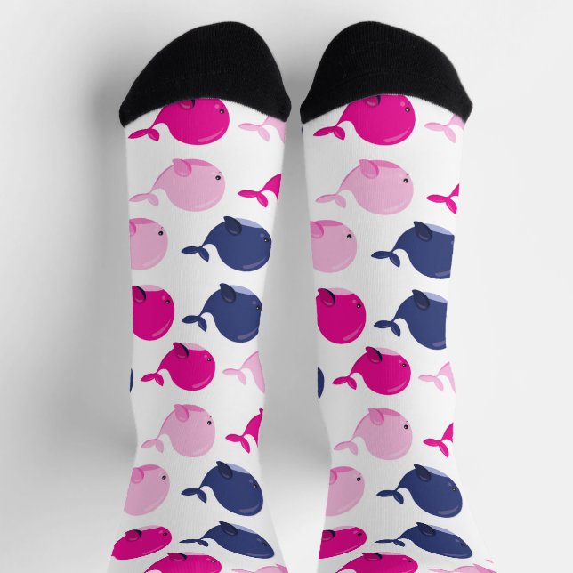 Cute Whales, Pattern Of Whales, Sea Animals Socks (Top)