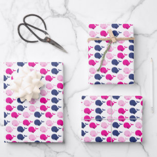 Cute Whales, Pattern Of Whales, Sea Animals Wrapping Paper Sheet