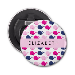 Cute Whales, Pattern Of Whales, Your Name Bottle Opener