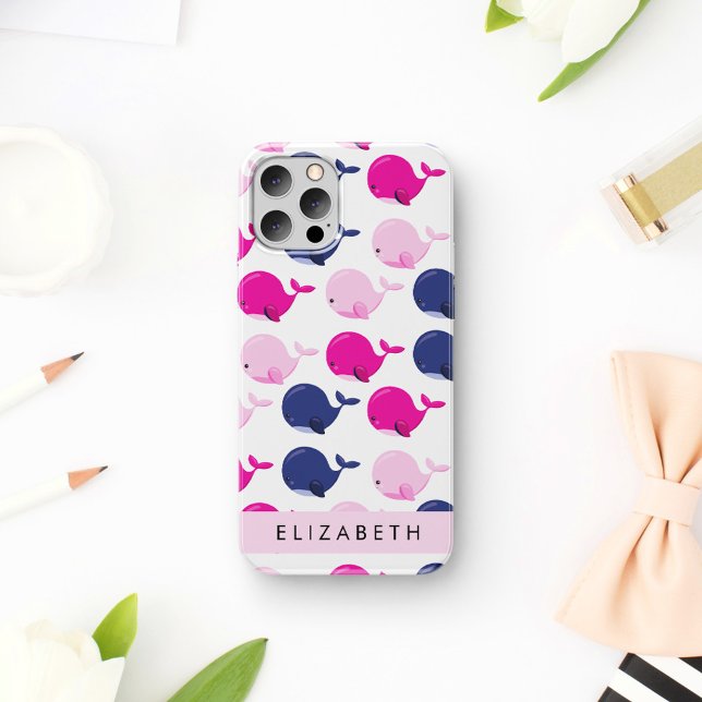 Cute Whales, Pattern Of Whales, Your Name Case-Mate iPhone Case (Creator Uploaded)