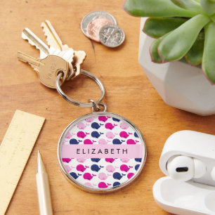 Cute Whales, Pattern Of Whales, Your Name Key Ring