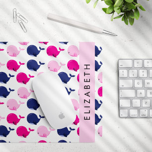 Cute Whales, Pattern Of Whales, Your Name Mouse Mat